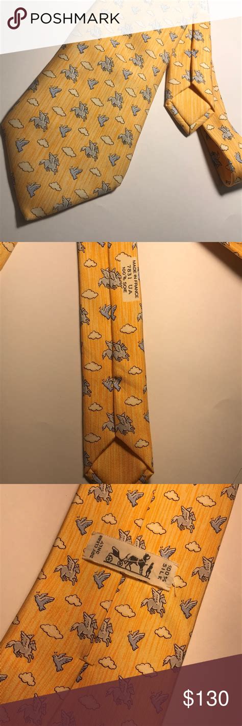 Pegasus yellow print Hermes tie .